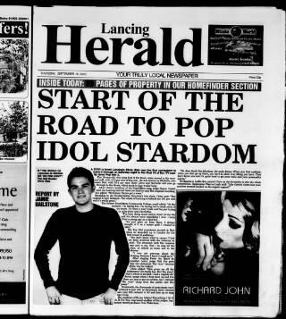 cover page of Lancing Herald published on September 18, 2003