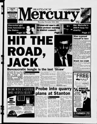 cover page of Matlock Mercury published on November 30, 2000