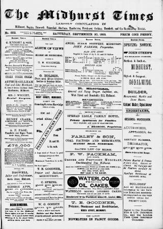 cover page of Midhurst and Petworth Observer published on September 30, 1893