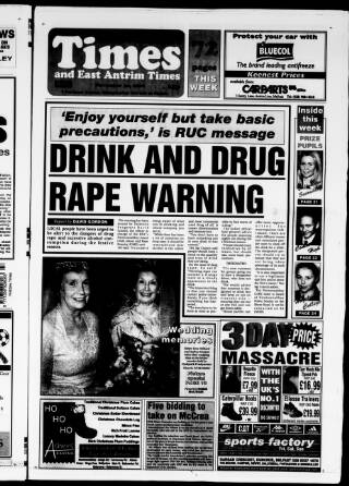 cover page of Newtownabbey Times and East Antrim Times published on November 30, 2000