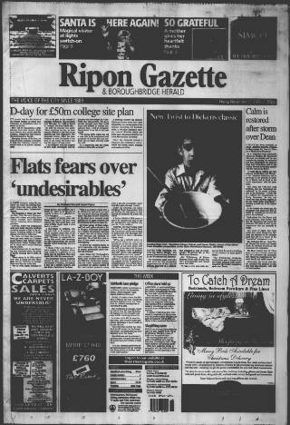cover page of Ripon Gazette published on November 30, 2001