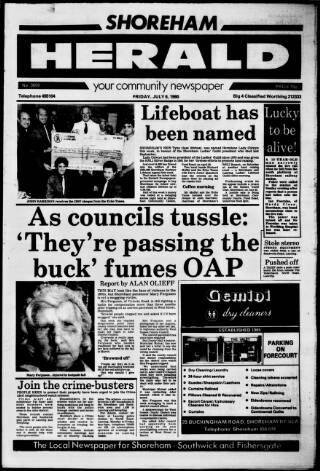cover page of Shoreham Herald published on July 6, 1990