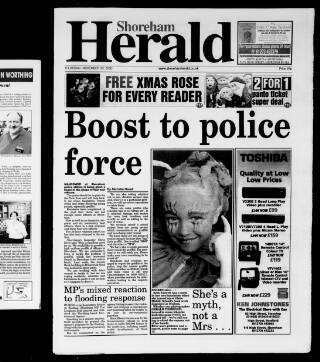 cover page of Shoreham Herald published on November 30, 2000