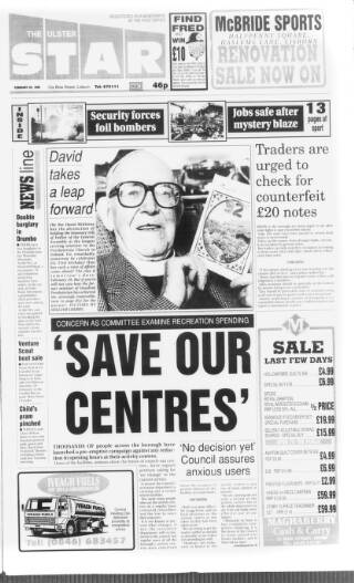 cover page of Ulster Star published on February 28, 1992