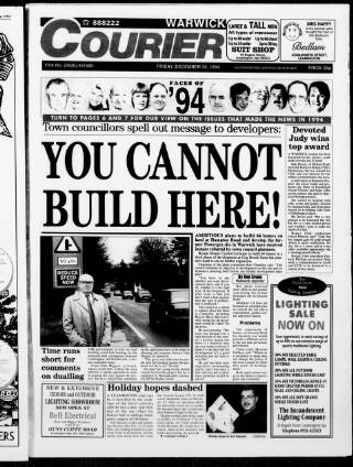 cover page of Warwick Courier published on December 30, 1994