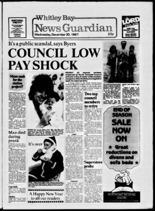 cover page of Whitley Bay Guardian published on December 30, 1987