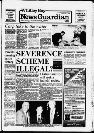 cover page of Whitley Bay Guardian published on November 15, 1990