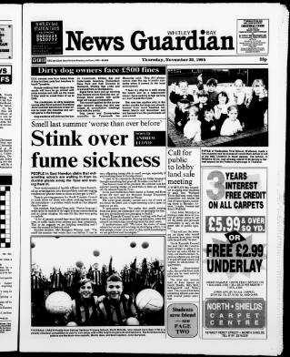 cover page of Whitley Bay Guardian published on November 30, 1995