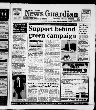 cover page of Whitley Bay Guardian published on February 28, 2002