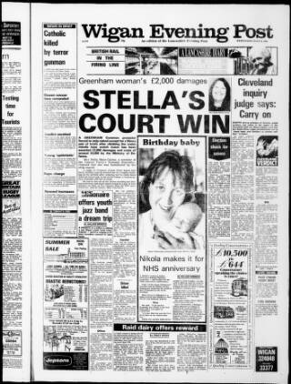 cover page of Wigan Evening Post published on July 6, 1988