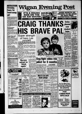 cover page of Wigan Evening Post published on November 15, 1988