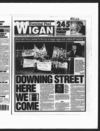 cover page of Wigan Evening Post published on September 18, 1997