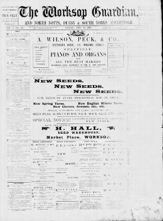 cover page of Worksop Guardian published on February 25, 1898