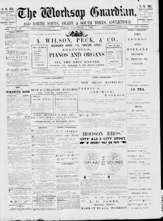 cover page of Worksop Guardian published on November 4, 1898