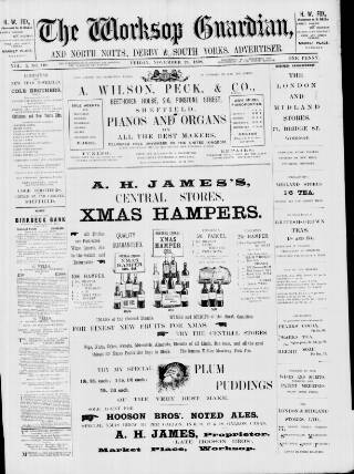 cover page of Worksop Guardian published on November 25, 1898