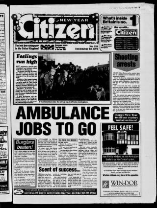 cover page of Milton Keynes Citizen published on December 30, 1993