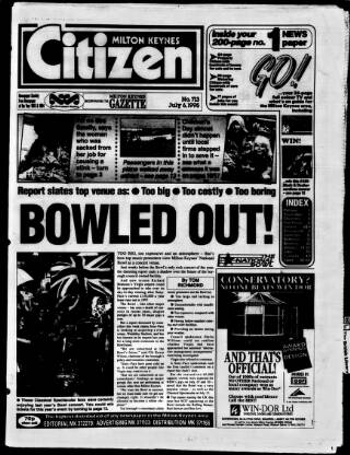 cover page of Milton Keynes Citizen published on July 6, 1995