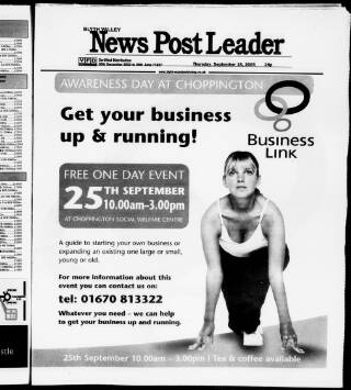 cover page of Blyth News Post Leader published on September 18, 2003