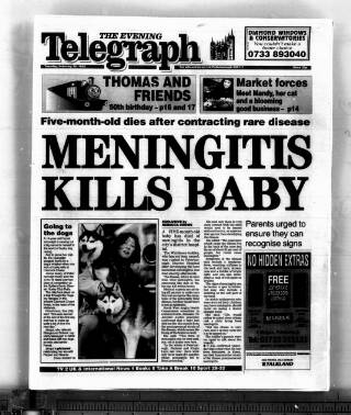 cover page of Peterborough Evening Telegraph published on February 28, 1995
