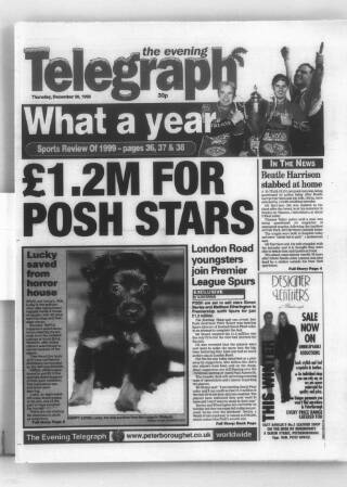 cover page of Peterborough Evening Telegraph published on December 30, 1999