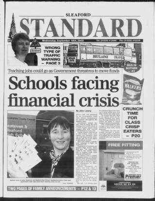 cover page of Sleaford Standard published on September 18, 2002