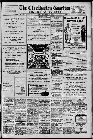cover page of Cleckheaton & Spenborough Guardian published on December 30, 1910
