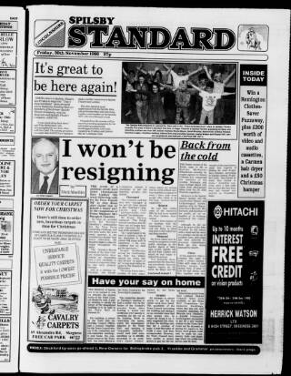 cover page of Spilsby Standard published on November 30, 1990