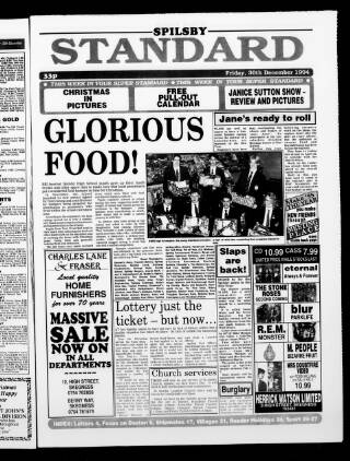 cover page of Spilsby Standard published on December 30, 1994