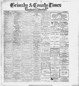 cover page of Grimsby & County Times published on September 18, 1914