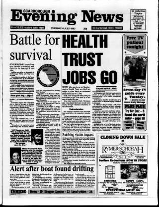 cover page of Scarborough Evening News published on July 6, 1993