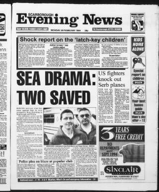 cover page of Scarborough Evening News published on February 28, 1994