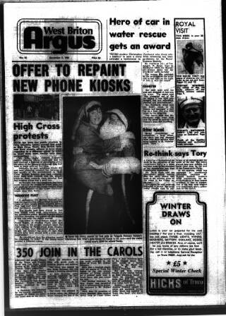 cover page of West Briton Argus published on December 7, 1981