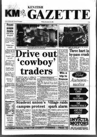 cover page of Kentish Gazette published on November 15, 1991