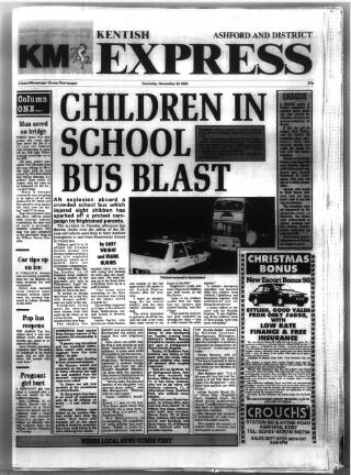 cover page of Kentish Express published on November 30, 1989