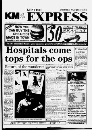 cover page of Kentish Express published on July 6, 1995