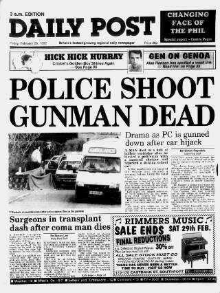 cover page of Liverpool Daily Post published on February 28, 1992