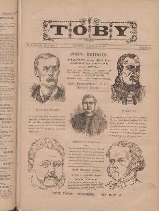 cover page of Toby published on September 18, 1886