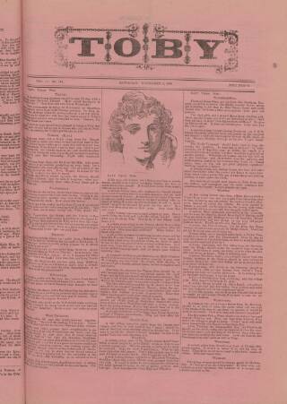 cover page of Toby published on November 3, 1888