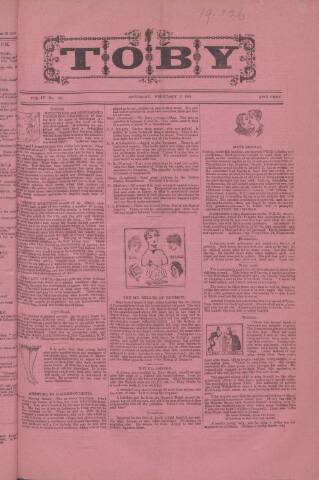 cover page of Toby published on February 2, 1889