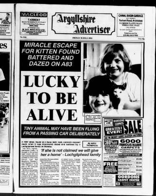 cover page of Argyllshire Advertiser published on July 30, 1993