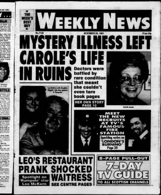 cover page of Dundee Weekly News published on November 30, 1991