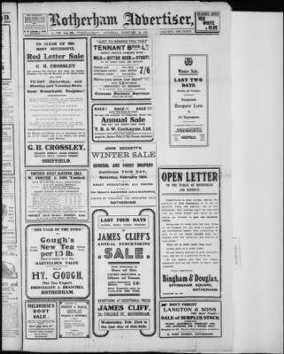 cover page of Rotherham Advertiser published on February 19, 1910