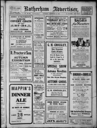 cover page of Rotherham Advertiser published on September 10, 1910