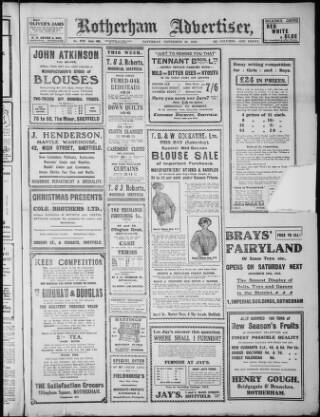 cover page of Rotherham Advertiser published on November 26, 1910