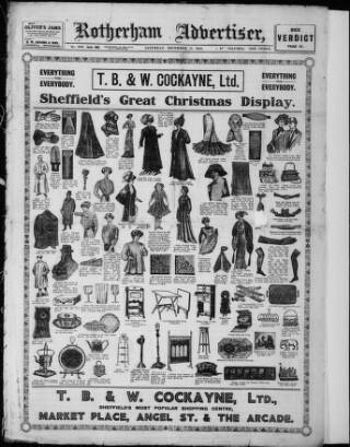 cover page of Rotherham Advertiser published on December 17, 1910