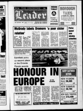 cover page of Dromore Leader published on September 18, 1991