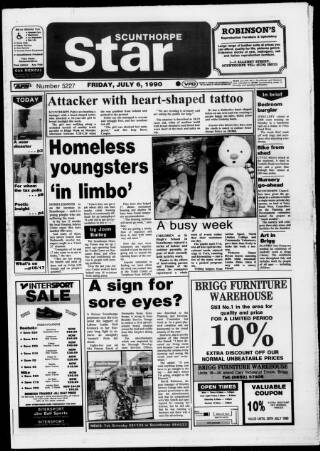 cover page of Scunthorpe Star published on July 6, 1990