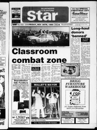 cover page of Scunthorpe Star published on November 30, 1990