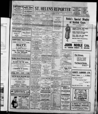 cover page of St. Helens Reporter published on November 29, 1918
