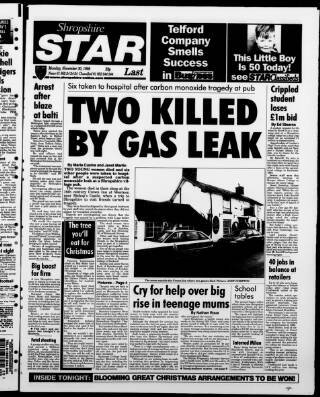cover page of Shropshire Star published on November 30, 1998